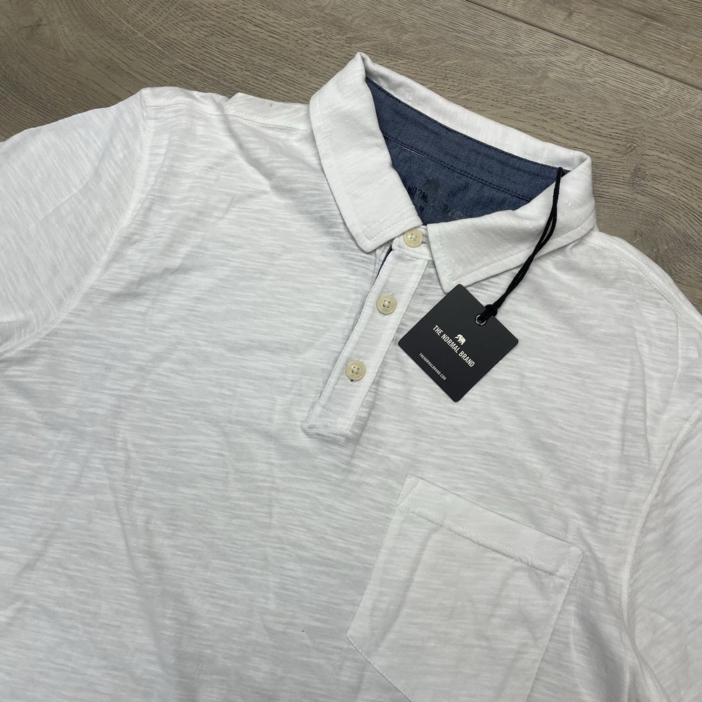 The Normal Brand Slub Pocket Polo White Men Sz‎ M 100% Cotton